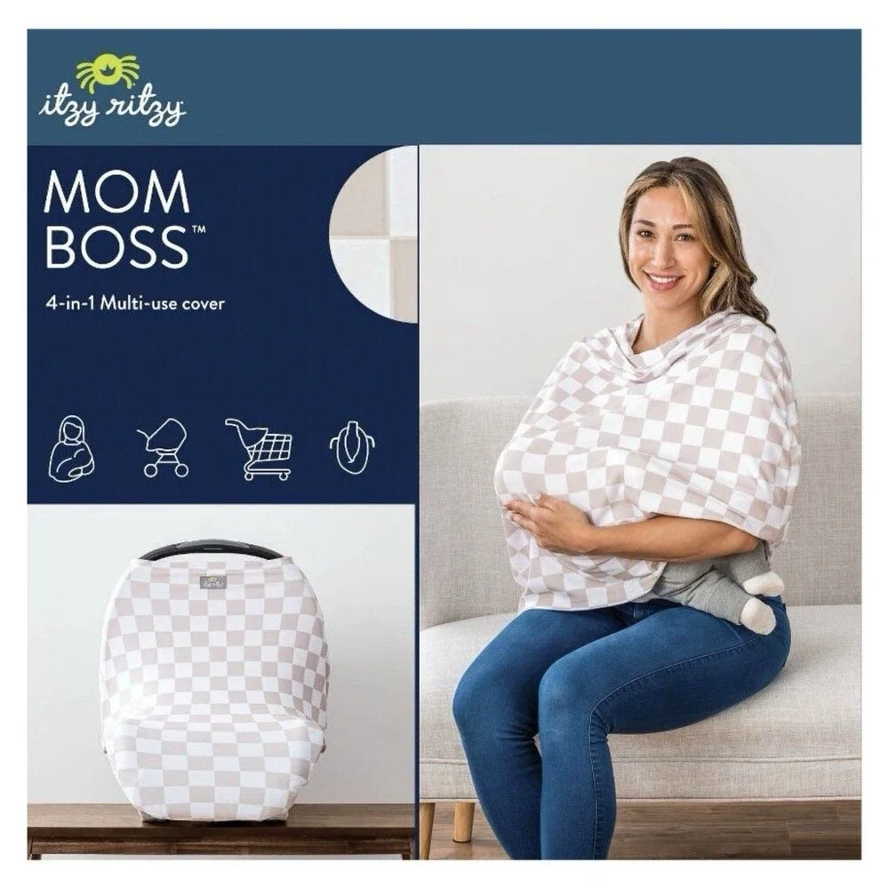 Itzy Ritzy Mom Boss 4-in-1 Nursing & Car Seat Cover Black/White